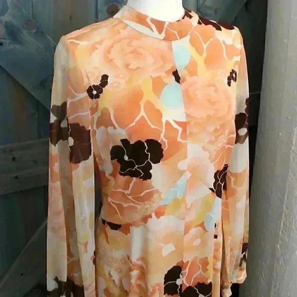1970s Vintage Psychedelic Floral Maxi Dress Size Medium Large - Picture 7 of 7